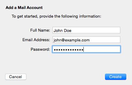 Add your Full name, mailbox username (email address) and password