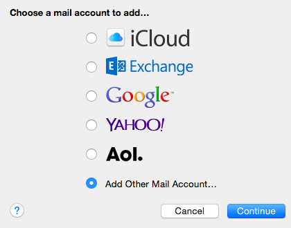 select Add Other Mail Account
